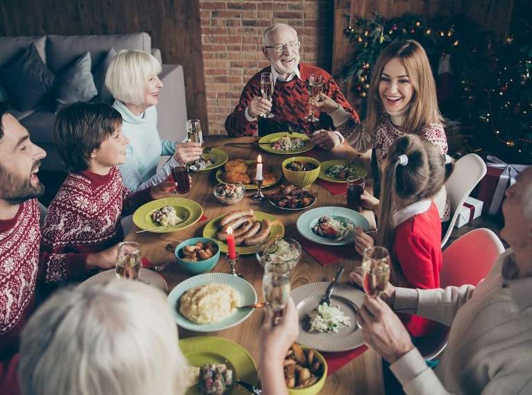 A family sharing a holiday meal